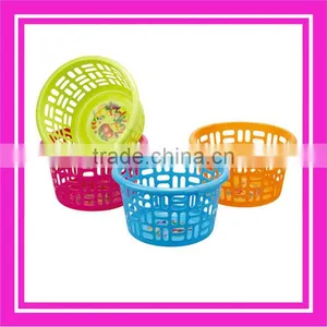 Round Colored Plastic Laundry Basket Houseware thumbnail-1