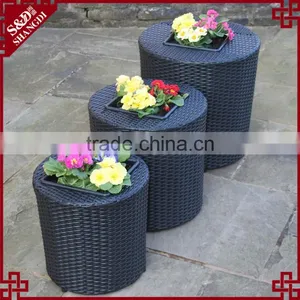 S&D China Products Large Size pe Ratatn Round Garden Decoration Black Wicker Garden Pots and Planters thumbnail-1