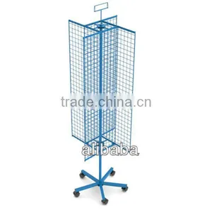 4 Sided Spinning Metal Grid Mesh Display Rack With Sign Holder thumbnail-4