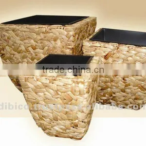 3Pcs Square Water Hyacinth Flower Baskets thumbnail-1