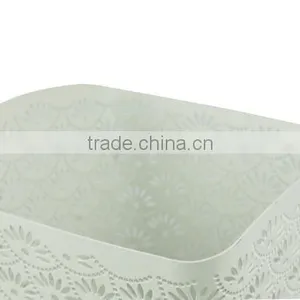 White Arc-shape Metal Punched Spray Open Top Trash Can thumbnail-5