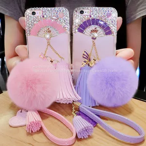 Soft Tpu Diamond Cell Phone Cover Case Silicone Mobile Phone Cases for IPhone7/7Plus/6/6s/6plus/6splus Fluffy Ball Shell thumbnail-1