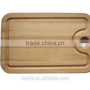 Best Organic Natural Beech Wood Cutting Board With Holder Hole 13-3/4"x9"x3/4" Chopping Board With Groove thumbnail-2