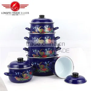 Quality Guarantee Enamel Kitchenware Decal Cookware / Cooking Pot With Mirror Face thumbnail-1