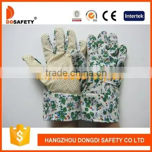 Yellow Dots On Palm Flower Design Back Band Cuff Garden Working Gloves thumbnail-1