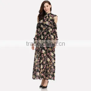 Digital Print Long Chiffon Maxi Woman Dress thumbnail-2