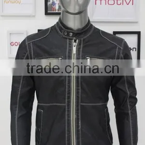 2014 Hot Sale Apparel Stock Man Leather Winter Jacket thumbnail-1