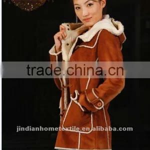Lady's Long Faux Suede Bonded Artifical Fur Garment thumbnail-1