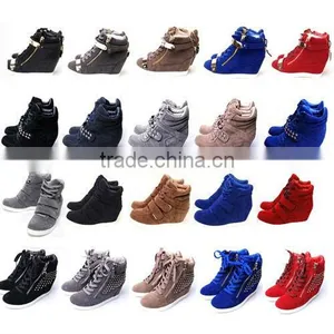 Color Various Hidden Wedge Heel 4cm Tall Insole Hi-top Seankers 2014 thumbnail-1