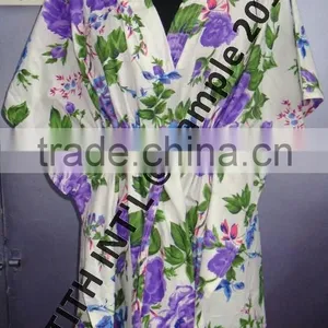 Viscose Printed V Neck Gown thumbnail-6
