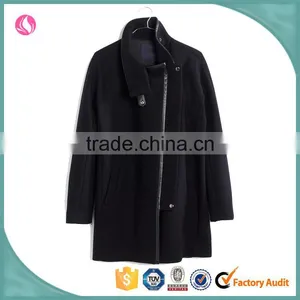 Wholan New Classic Black Wool Zip up Coat for Ladies Wholesale 2016 thumbnail-1