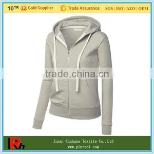 Womens Cotton Long Sleeve Hooded Sweatshirts Zipper thumbnail-2