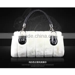 Grace Luxury Imitation Feather Party Hand Bag for Woman Gender Straw Bag Fur Bag Charm thumbnail-3
