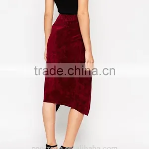 100% Real Leather Ladies Pencil Split Front Wrap Skirt thumbnail-3