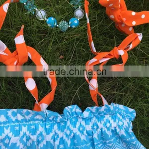 1-6 Years Old Fully Stocked Kids Pillowcasel Fashion Girls Goldfish Blue Cute Dress With Necklace and Headband Clothes Suit Set thumbnail-3