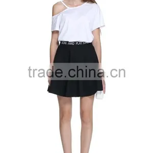 Ladies High Quality Rayon Cotton One-shoulder t Shirt Factory thumbnail-1