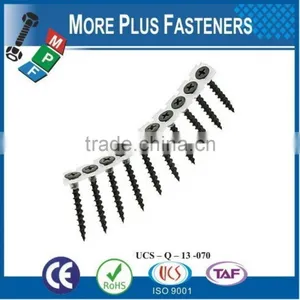 Made in Taiwan Phillips Bugle Head Coarse or Fine Thread Sharp Point Drywall Screw Collated in Plastic Strips thumbnail-1