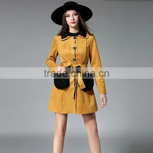 B40993A Korean Style Fashion Women Clothing Long Wool Winter Suede Coat thumbnail-2
