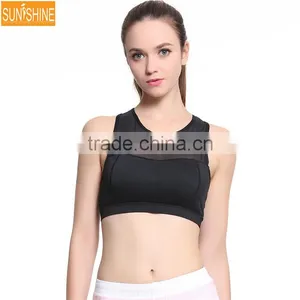 Hot Fashion Women's Light Support Cross Back Wirefree Removable Cups Mesh Yoga Sport Bra thumbnail-1