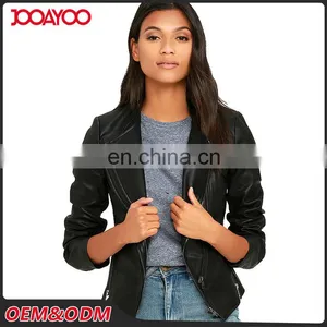 2017 Customed New Style Women Black Jacket Lady Winter Fancy Motorcycle Original Leather Jacket thumbnail-2