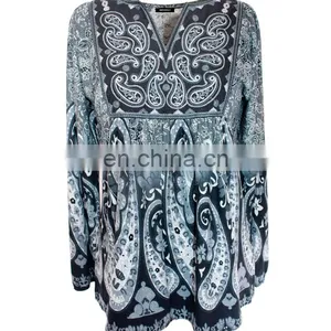 Front Embroidery and Paisley Print Komono Blouse For Women thumbnail-1