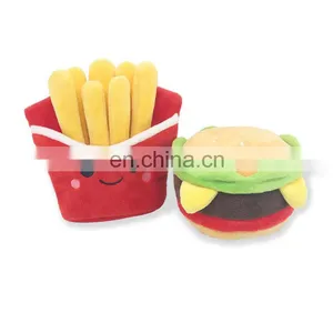 Soft Pet Squeak Chips Stuffed Plush Hamburger Dog Toy thumbnail-5