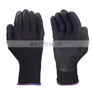 13 Gauge Black Nylon Crinkle Latex Palm Black Gloves For Metal Fabrication thumbnail-1