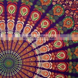 Indian Tapestry Cotton Multicolored Mandala Print Vintage Wall Hanging Tapestries Throw Bedsheet thumbnail-2