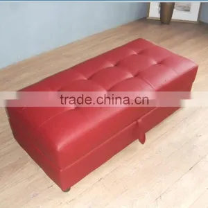 Brown Leather Sofa Stool & Ottoman With Storage thumbnail-2