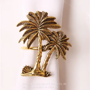 Modern Palm Tree Metal Stainless Steel Elegant Napkin Ring Holder thumbnail-1