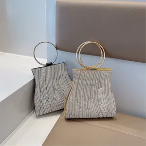 2025 New Fashionable Diamond Set Pearl Handbag, Banquet Single Shoulder Water Diamond Circular Cross Women's Handbag thumbnail-1
