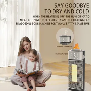 Warm Air Fan/3D Flame Humidifier/Vertical Shaking Remote Control Rapid Heating PTC Electric Heater（Wechat:13510231336） thumbnail-4