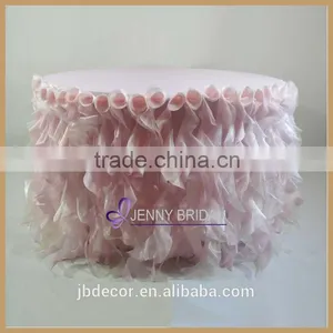 TS055E New Fancy Organza and Taffeta Curly Willow Wedding Table Skirting Quality Choice thumbnail-2