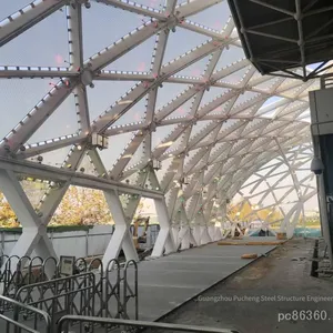 Bent Pipe, Q235b Square and Rectangular Pipe, 200×150×6 Square Tube Keel for Glass Curtain Wall Roof, Welding Materials, Grid Connected Square Grid thumbnail-1