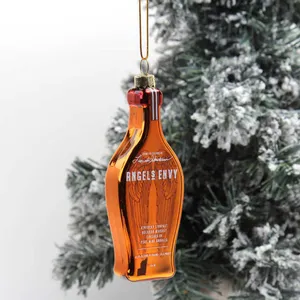 Wholesale Price Customized Hanging Decorations Ornaments Personalized Custom Glass Blown Whisky Whiskey Bottle Christmas Tree Toys Factory thumbnail-1