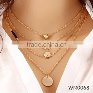 European Chunky Thin Multi Layers Metal Chain Coins Necklace Fashion Women Jewelry thumbnail-1