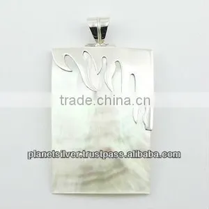 Mother Of Pearl Pendant Cool Sterling Silver Flames Decor thumbnail-1