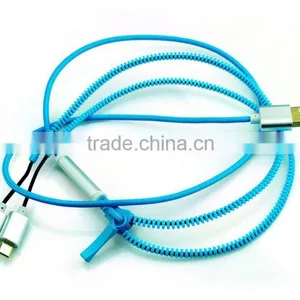 High Speed 2 in 1 Zipper USB Cable Multi USB Charging Connector Cable For Smartphone thumbnail-6