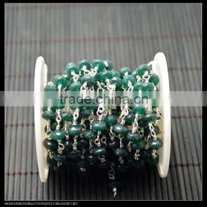 LFD-0017C ~ Wholesale Silver Plated Wire Wrapped Faceted Green Stone Chain Beaded Jewelry Making thumbnail-4