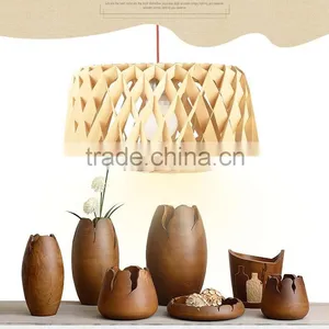 Wooden LED Pendant Light JK-8005B-07 Restaurant Wooden Shade Pendant Lamp E27 Lamp Holder thumbnail-4