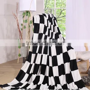 Fashion Grid Stripe Flannel Blanket thumbnail-1