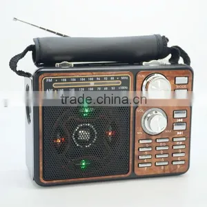 China High Quality USB SD Torch Light Portable Wooden Old Fashion Radio thumbnail-1