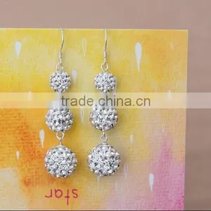 3 Crystal Ball 925 Sterling Silver Earring in Stock thumbnail-2