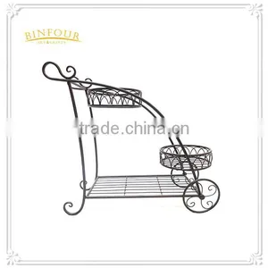 Metal Trolley Plant Stand Outdoor Indoor Deco Display Planters thumbnail-1