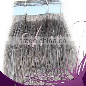 Remy Tape Hair Skin Weft Real Human Hair Extensions Gery Hair thumbnail-3
