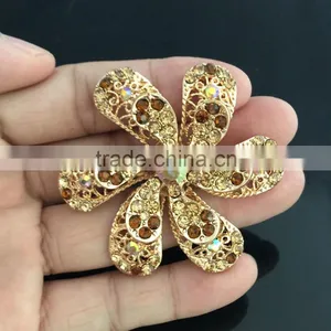 Double Layered AB Rhinestone Flower Brooch Pin For Wedding,Rhinestone Pin Buckle thumbnail-5
