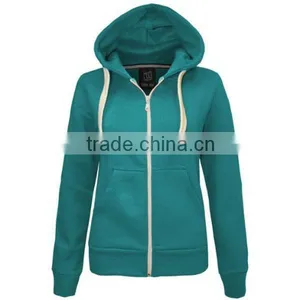 Ladies Plain Zip Hoodies Fleece Jacket Womens thumbnail-1