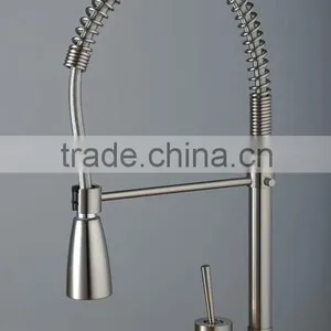 Bibcock Pull Out Kitchen Mixer,Nickle Brushed Brass Kitchen Sink Faucet,Kitchen Mixer Tap QH0747S thumbnail-1