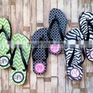 Personalized Women's Black Initial Monogram Sandals thumbnail-2