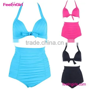 Feelingirls Halter Neck Swimsuit High Waisted Bikini Set thumbnail-2